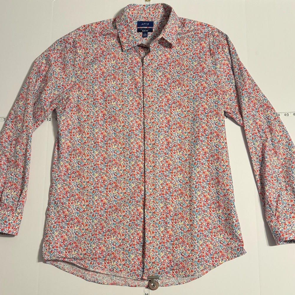 Apt. 9 Men's Floral Button Down Shirt - Red and Blue